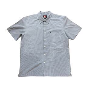 Quiksilver Mens M Blue Plaid Short Sleeve Button Down Shirt